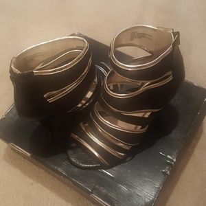 Black and Gold Strappy Sandal